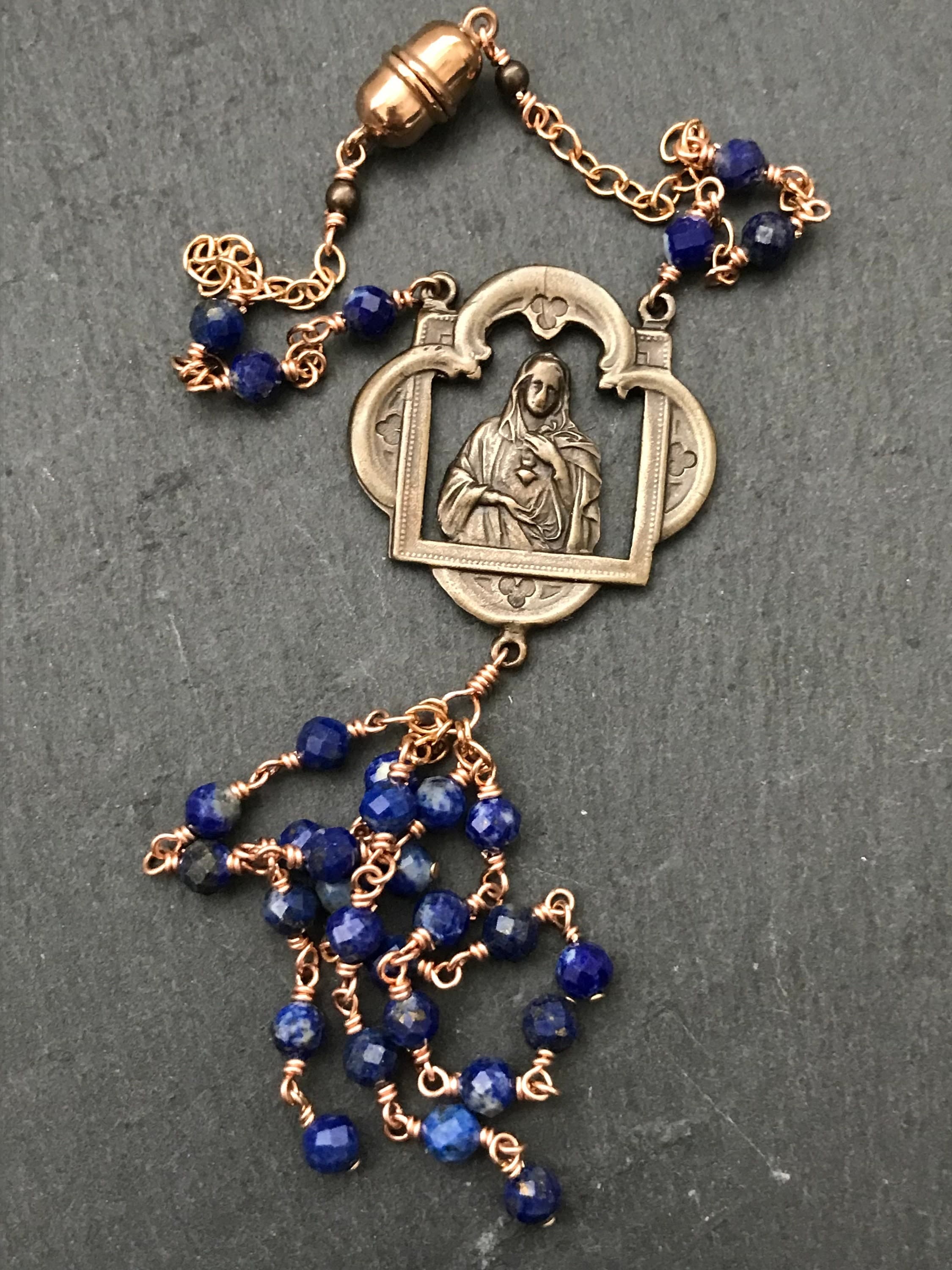 Virgin Mary Beaded Tassel Rear View Mirror Accessory Auto Rosary