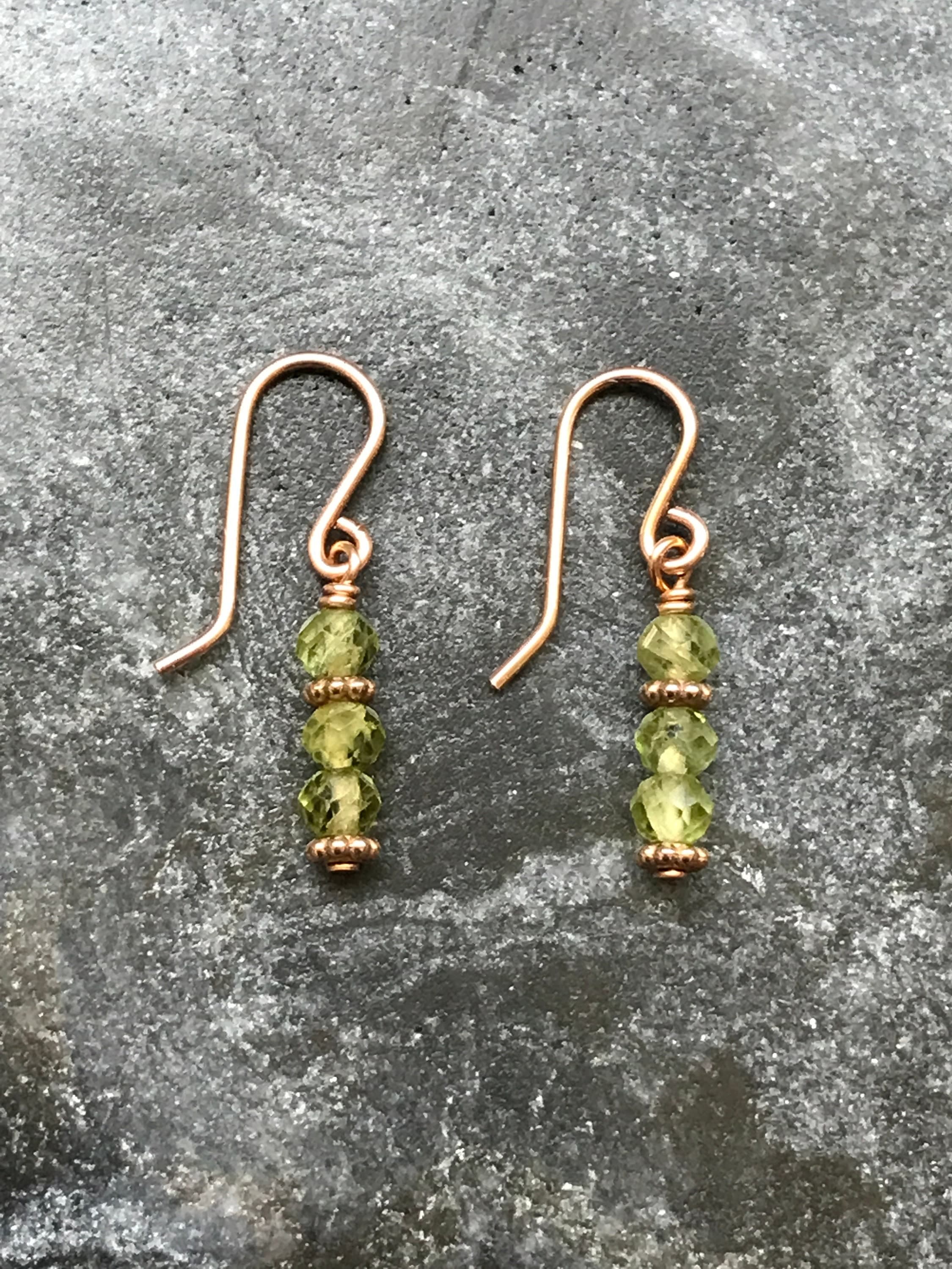 Earrings - Solid Bronze and Peridot