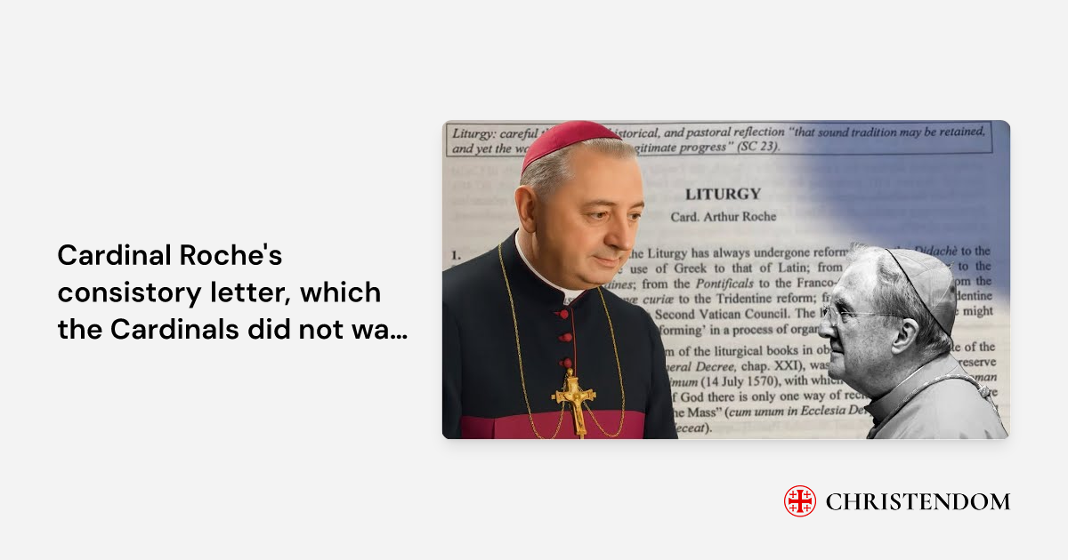Cardinal Letter R Cardinal Roche's consistory letter, which the Cardinals did not want to ...